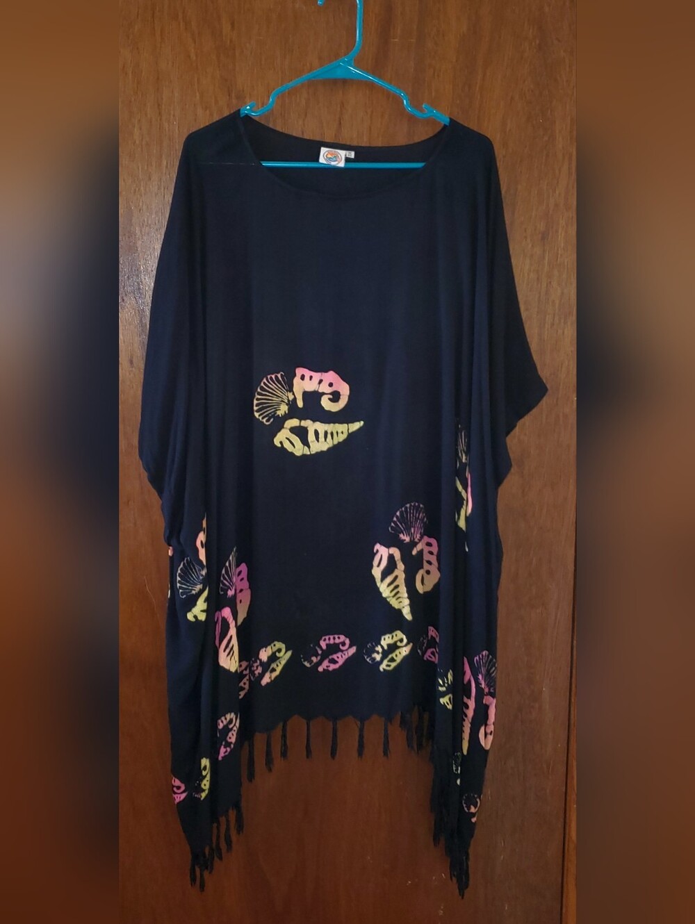 Makai Beach Hawaii Tropical Beach Cover Up Tie Dye Poncho Caftan OS